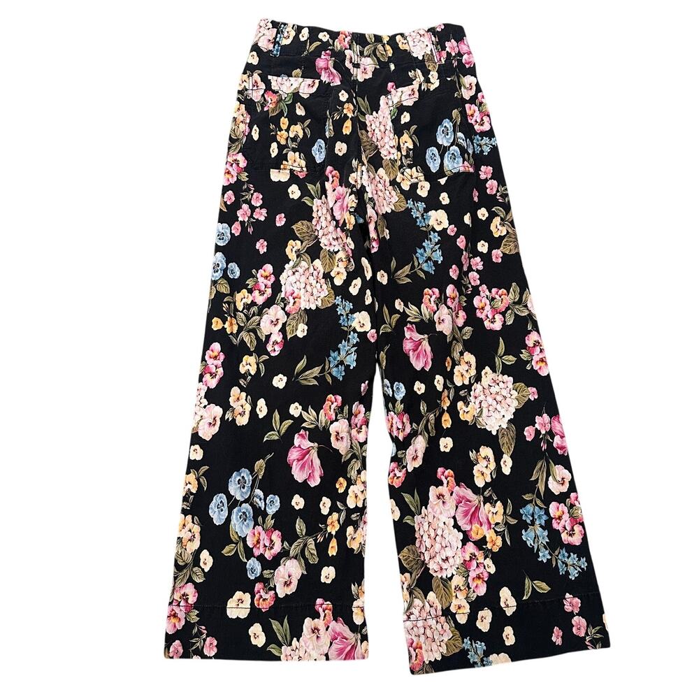 Maeve by Anthropologie The Colette Cropped Wide-Leg Pants Black Floral Print, 28 - Picture 9 of 9